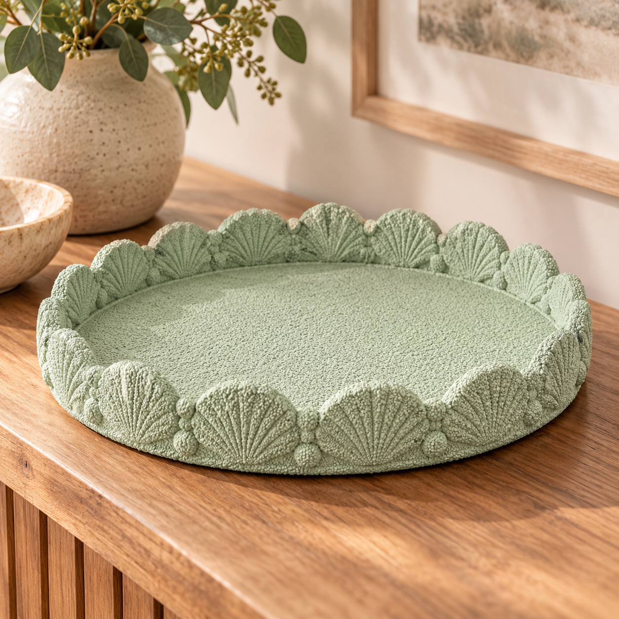 DecoArt Bloom Texture Paint in mint green displayed on a home decor project