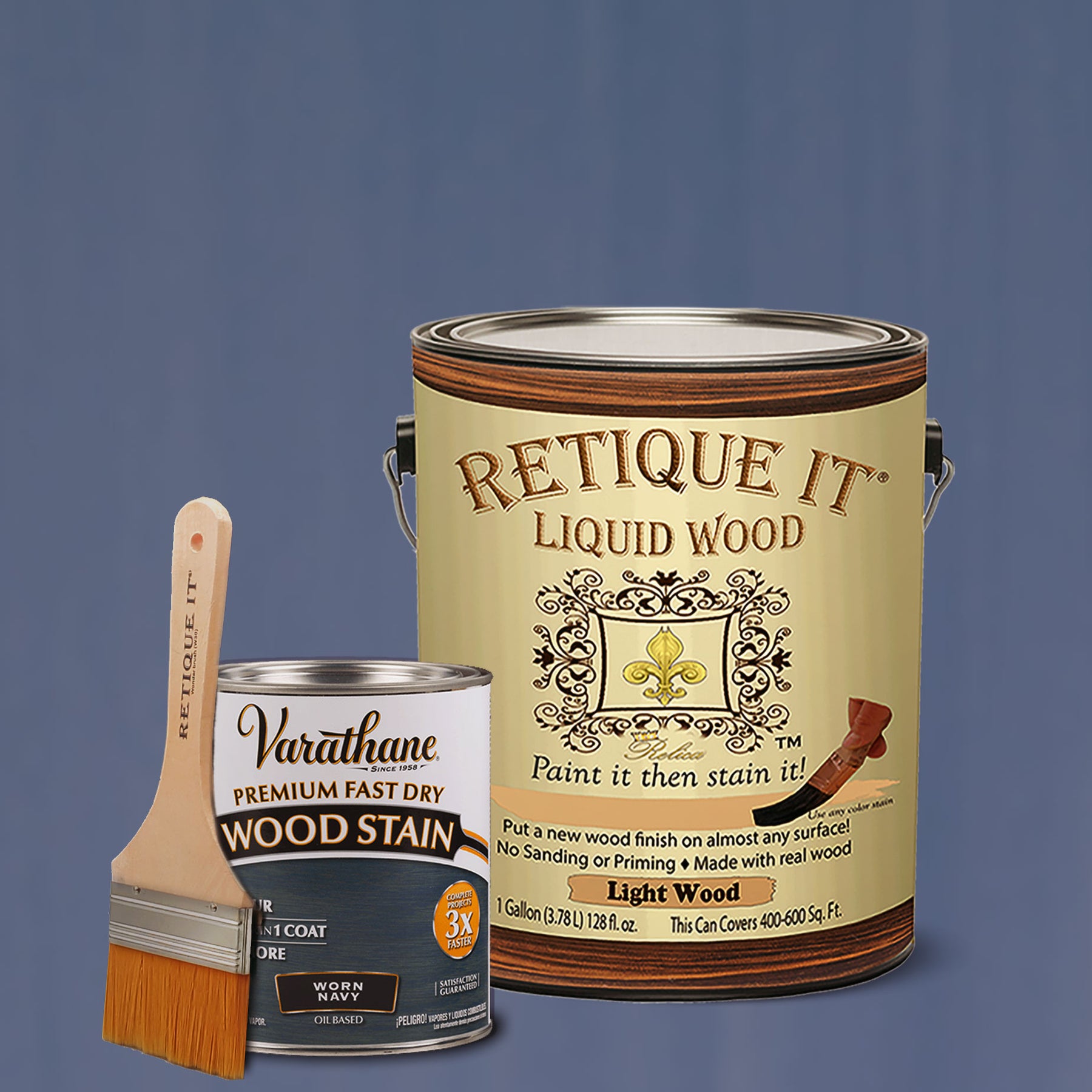 Retique It Liquid Wood - Light Wood Half Pint (8oz) - Paint It Then Stain  It - Stainable Wood Fiber Paint - Put a Fresh Coat of Wood On It