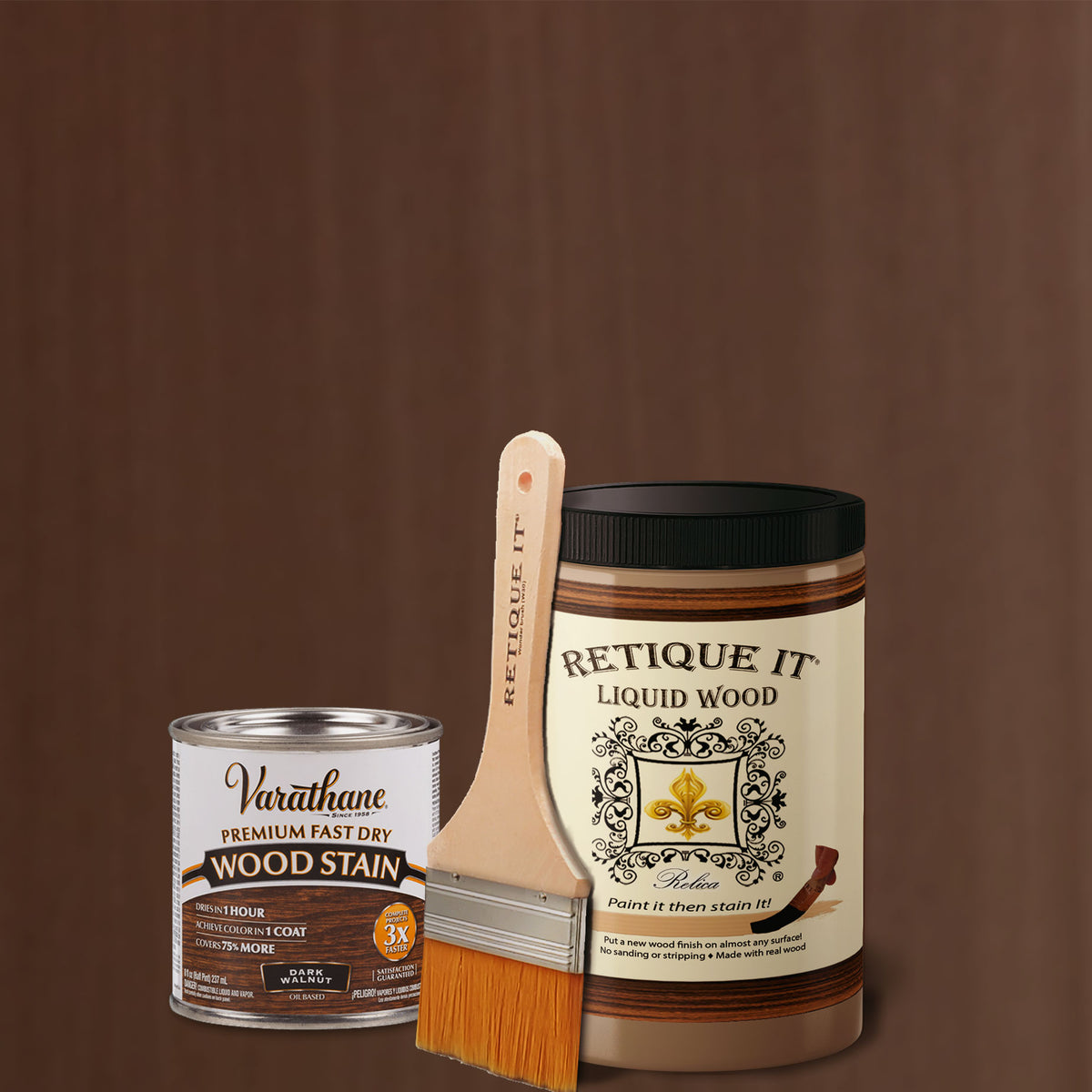 Liquid Wood Kit - Dark Walnut Oil-based Stain - Retique It®