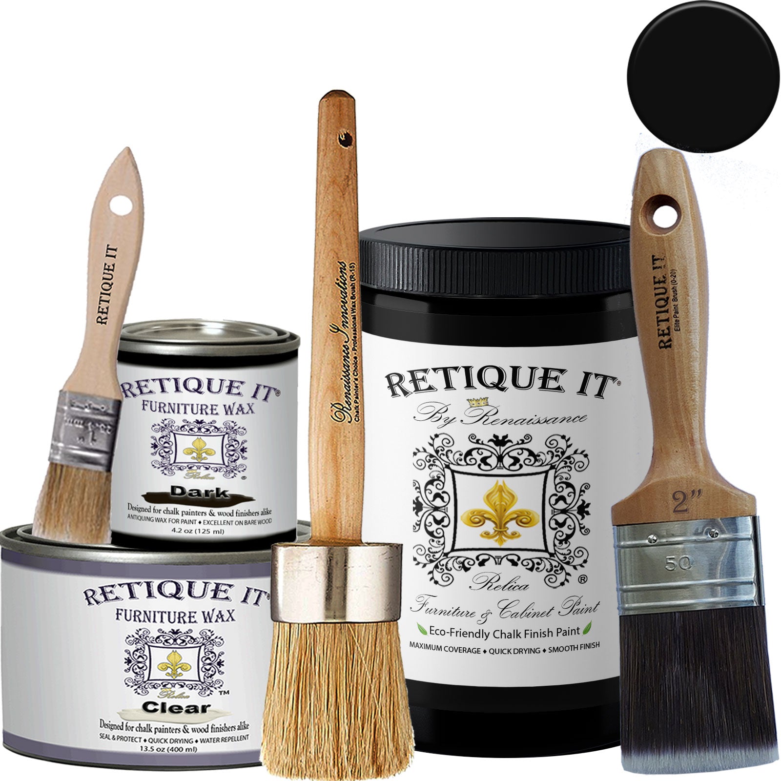 Renaissance Chalk Finish Paint - Black Indigo 1 Pint (16oz) - Chalk Furniture & Cabinet Paint - Non Toxic, Eco-Friendly, Superior Coverage